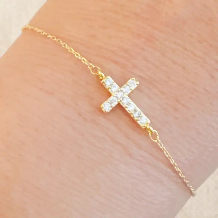 Radiant Sparkle Mini Cross Bracelet