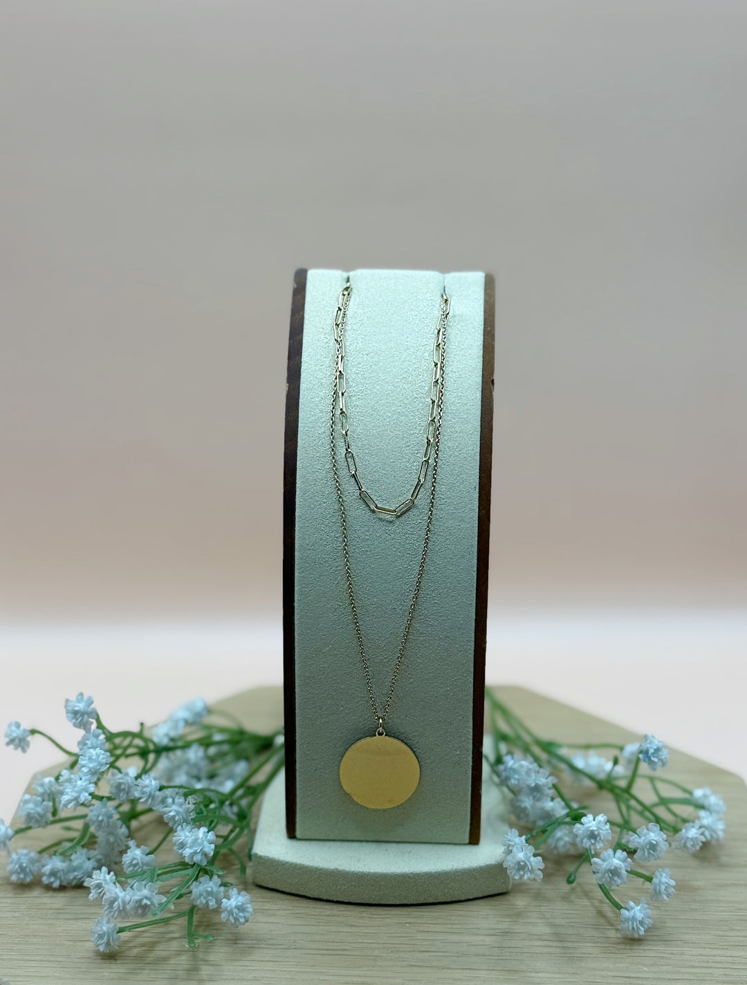 Blank Slate Circle Double Layer Necklace