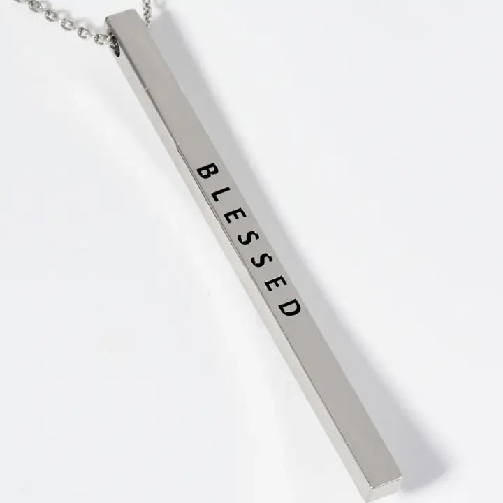 Silver Blessed Bar Necklace