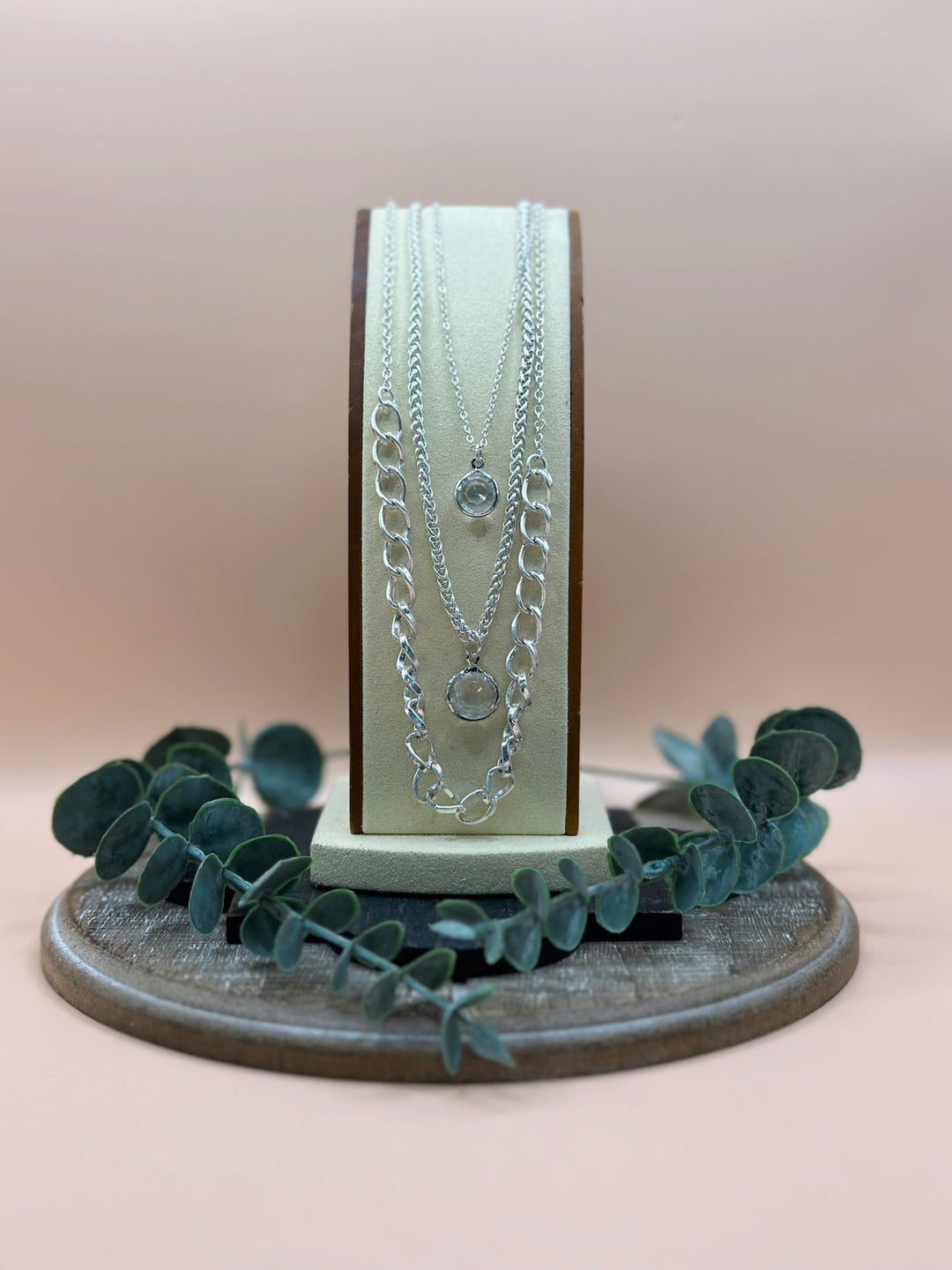 Julia Silver Triple Layer Gem Necklace