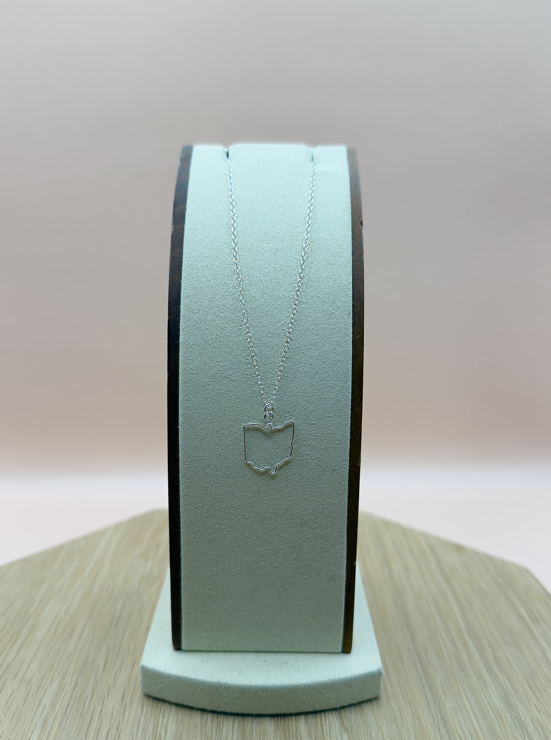 Silver Ohio Outline Necklace