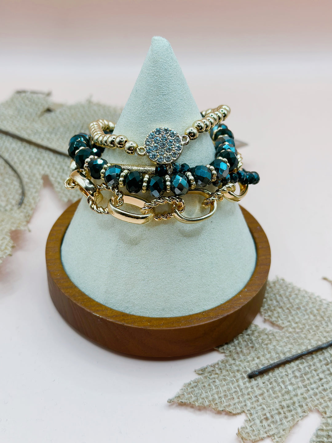 Irridescent Hunter Green Bracelet Stack