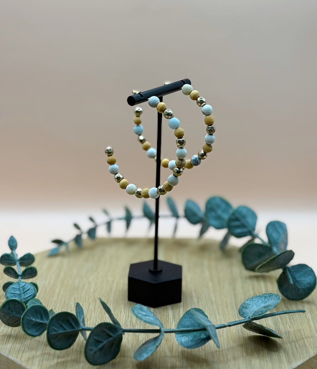 Wooden Multi Bead Earring