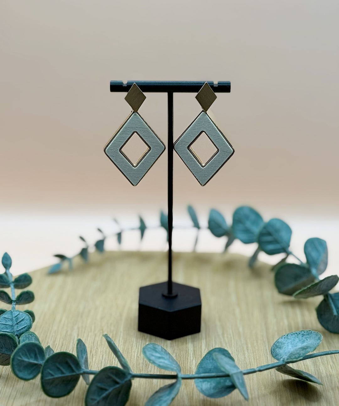 Wooden Diamond Earring