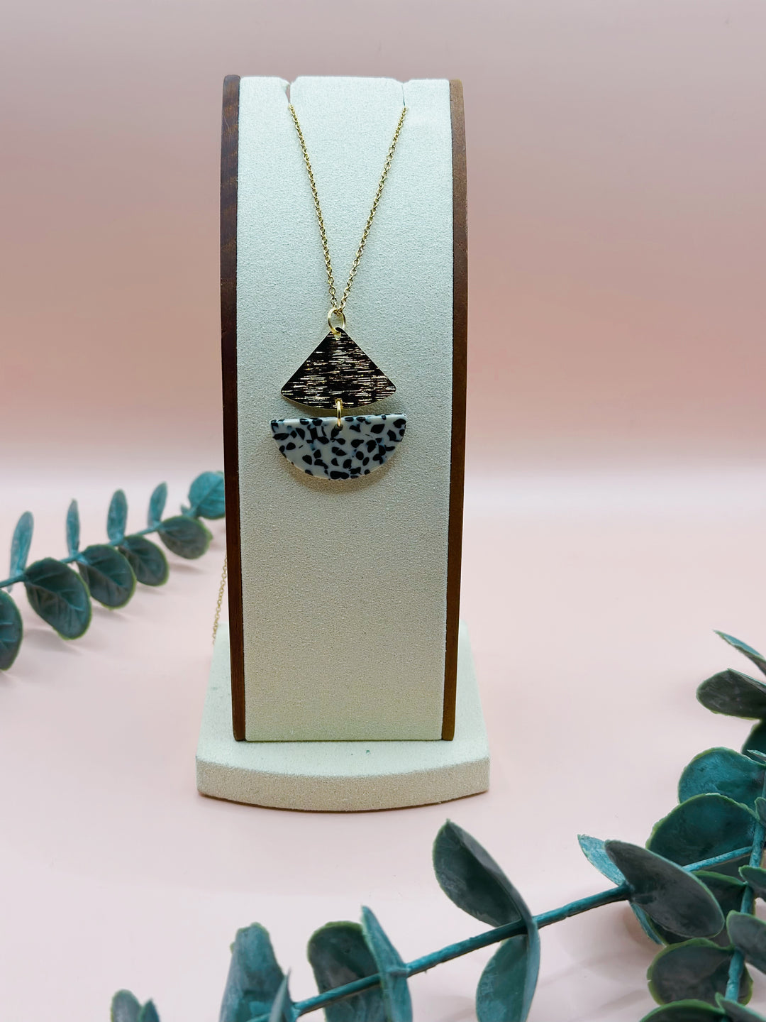 Avalynn Leopard Acrylic Half Moon Necklace