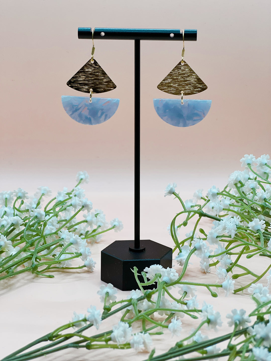Ava Dusty Blue Marbled Earring