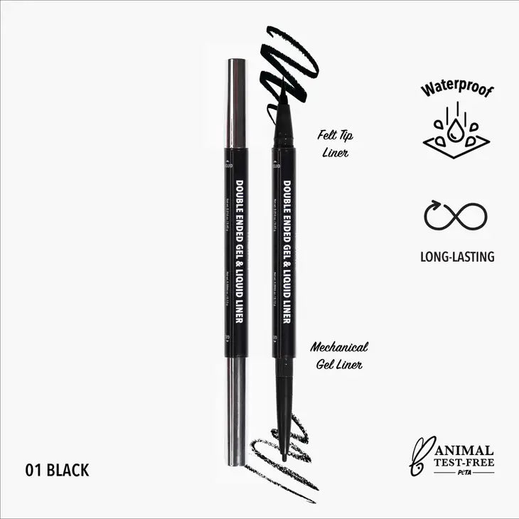 Moira Double Ended Gel & Liquid Liner (001, Black)