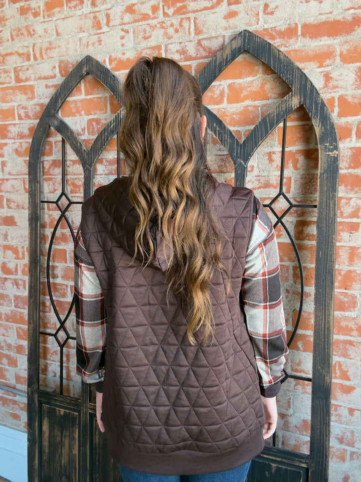 Epic Comeback Long Vest-Brown