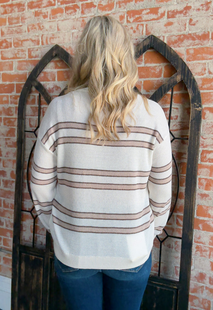 Sway My Way Striped Sweater-Mocha
