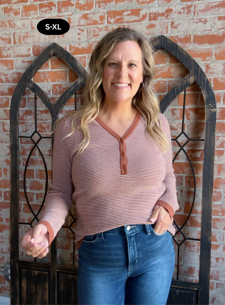 Spiced Pumpkin Striped Henley