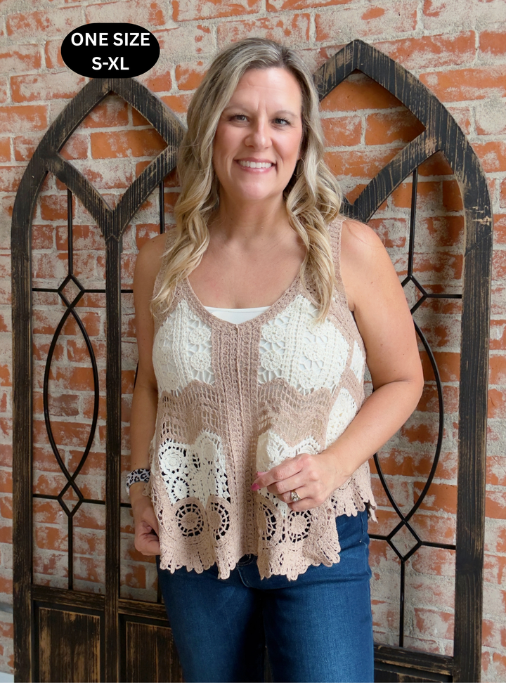 Say My Name Striped Crochet Tank