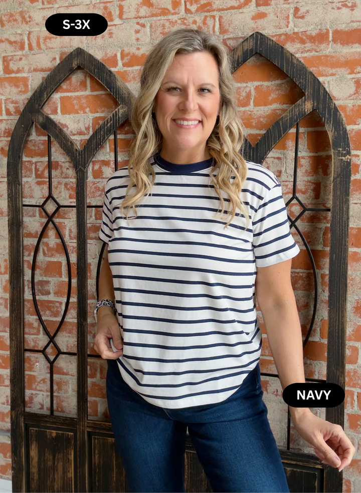 Keeping It Together Striped Tee-Patriotic Colors