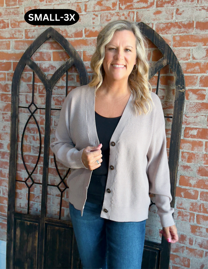 Never Too Late Cardigan-Ash Mocha