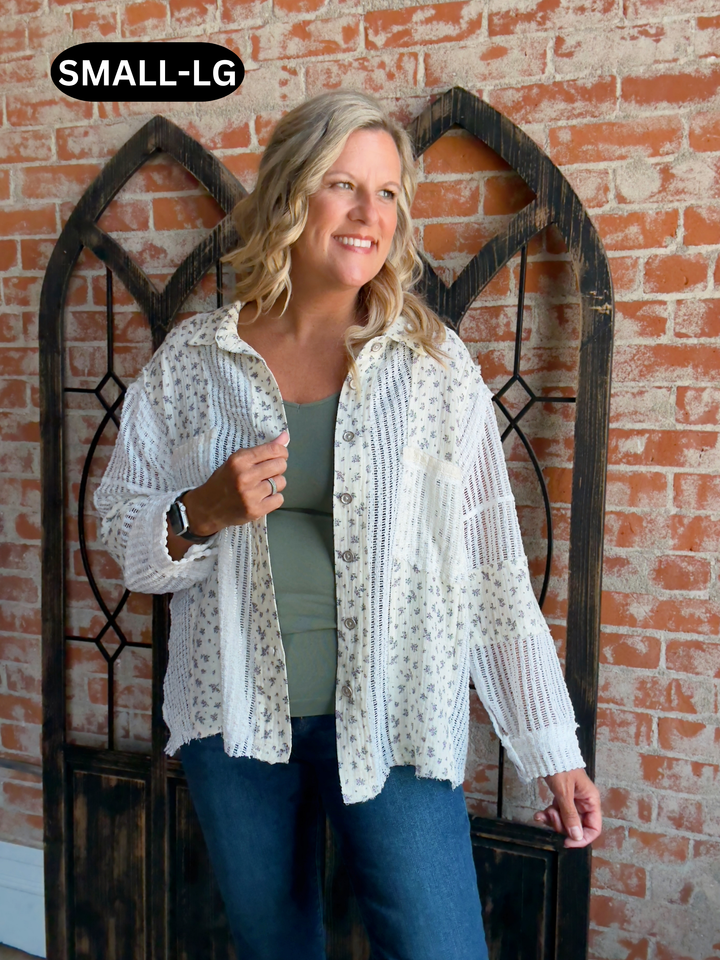 A Breath Of Fresh Air Floral Crochet Button Up