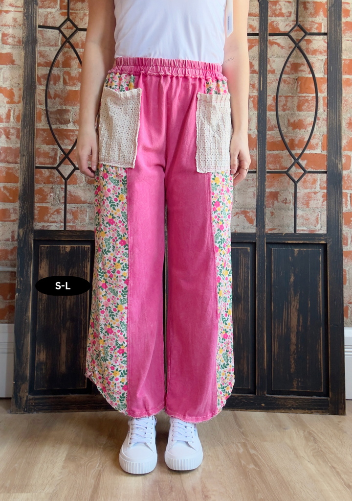 My Lucky Floral Color Block Pants
