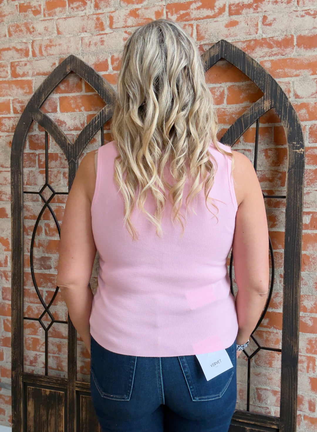 Worth It Scalloped Tank-Red & Pink