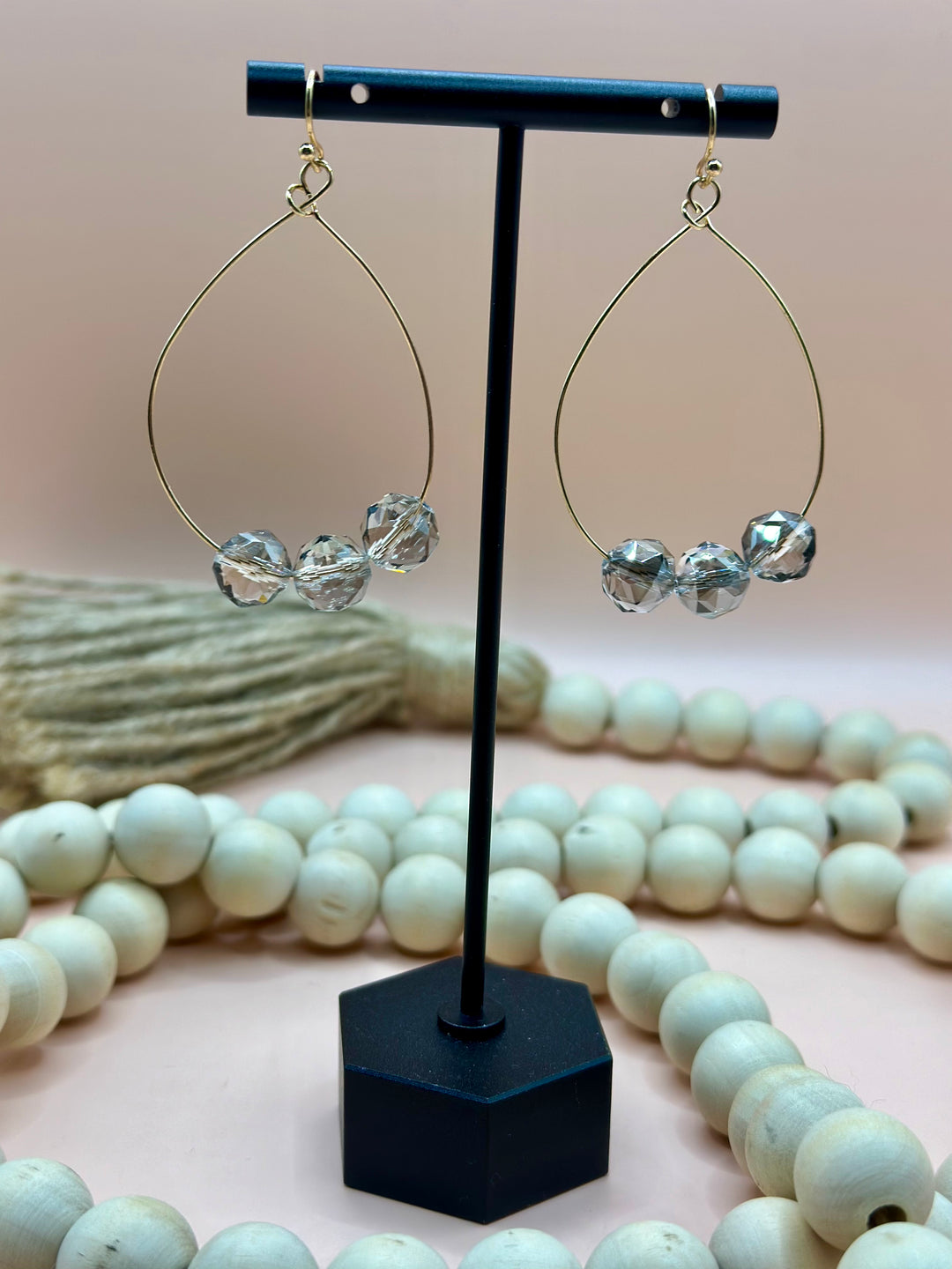 Pour The Champagne Beaded Teardrop Earring-Hematite
