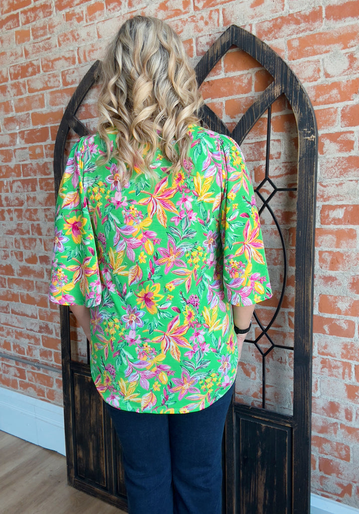 Go With The Flow Green Cali Blouse