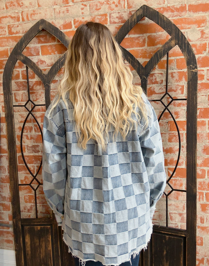 Hall Of Fame Checkered Denim Shacket