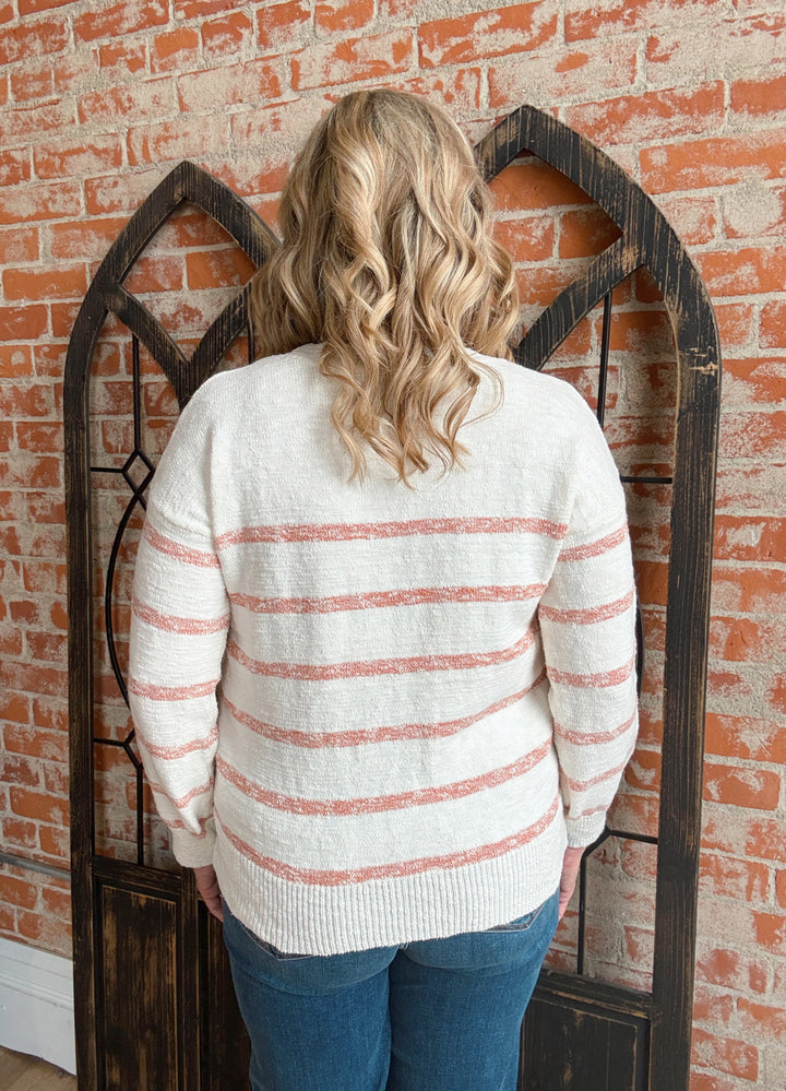 What It's Like Striped Sweater-Coral