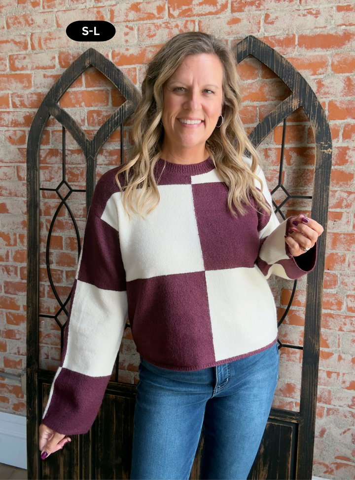 Cherry Checkered Sweater-Cherry