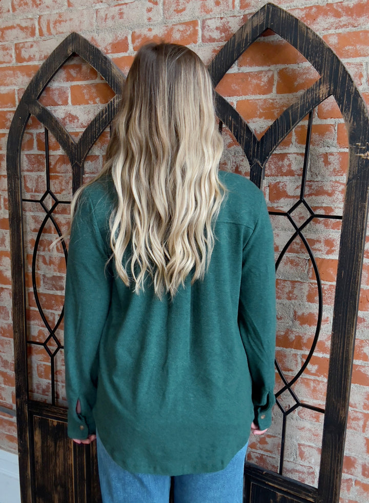 Teddy Soft Basic Shacket-Pine