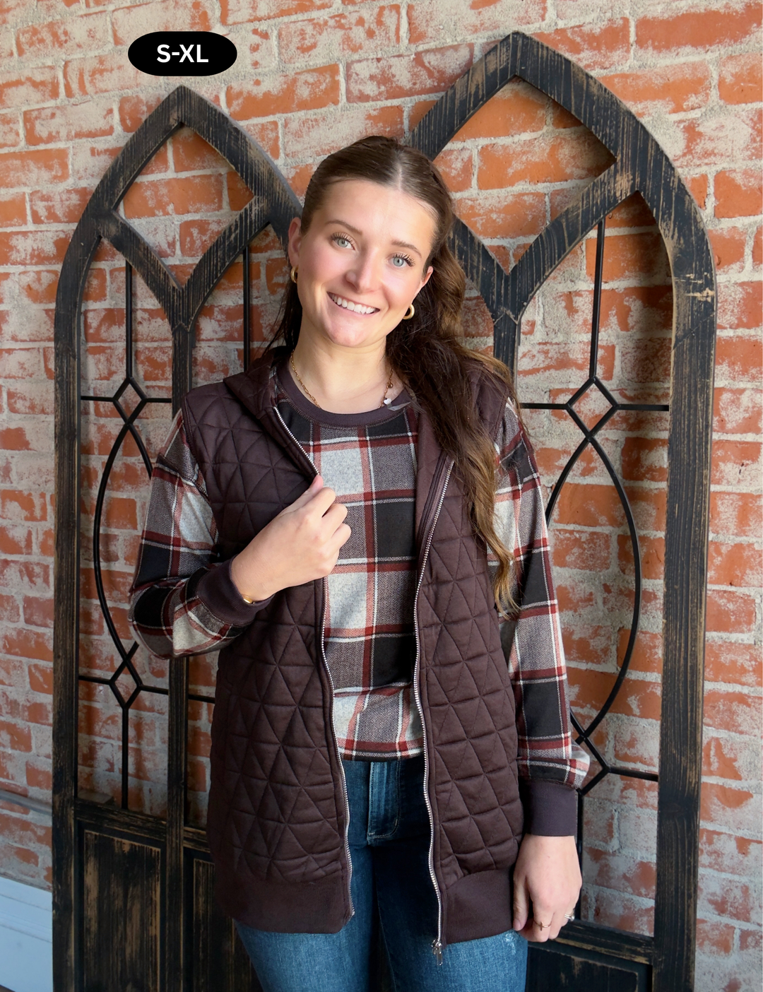 Epic Comeback Long Vest-Brown