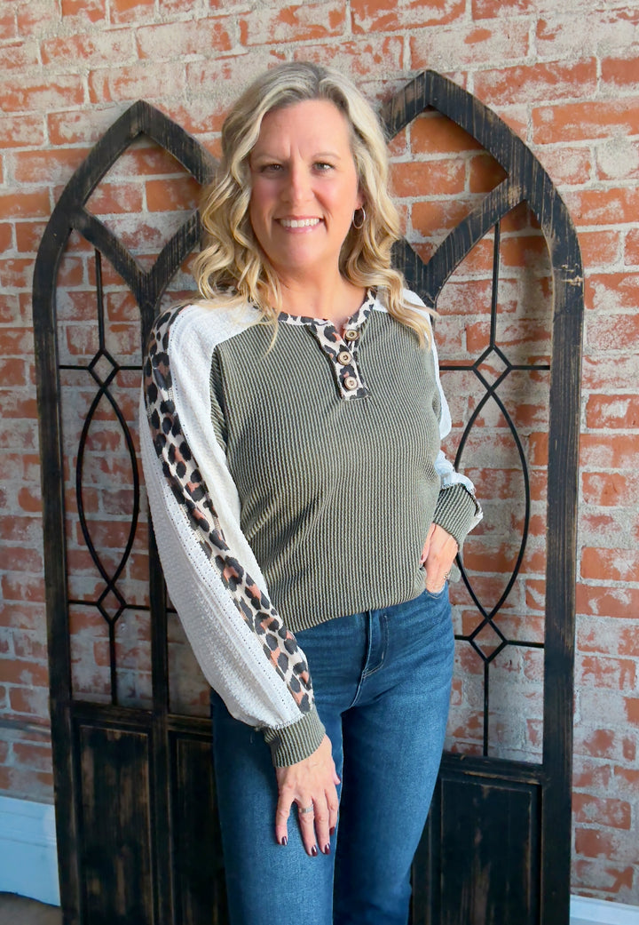 Catch Me Later Leopard Henley