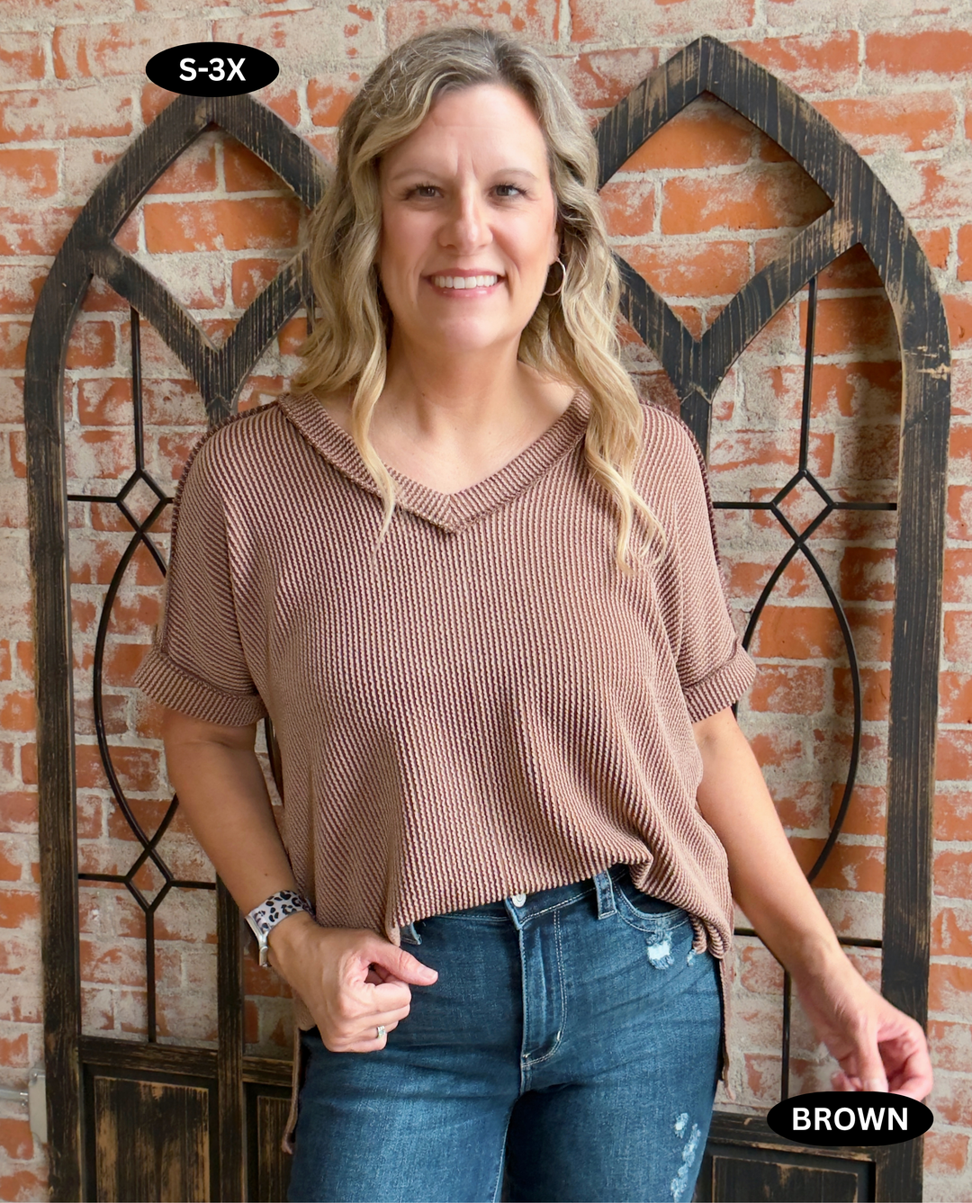 Just What You Need Ribbed Tee-Mocha Tones