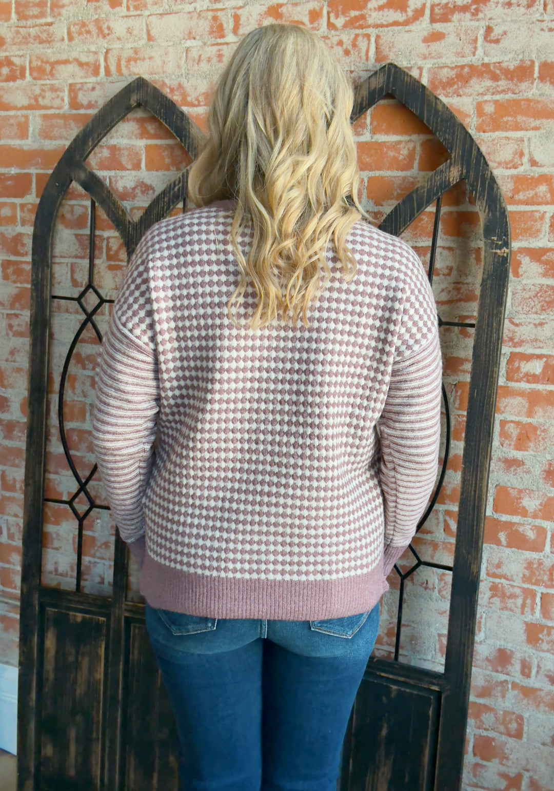 On My Terms Checkered Sweater