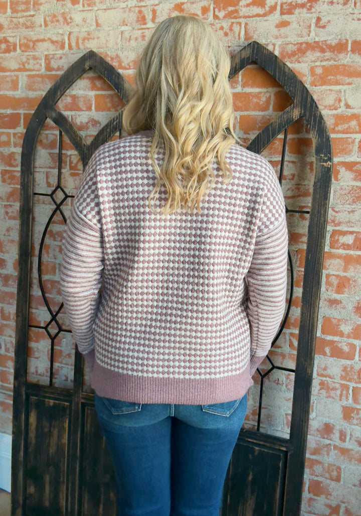 On My Terms Checkered Sweater