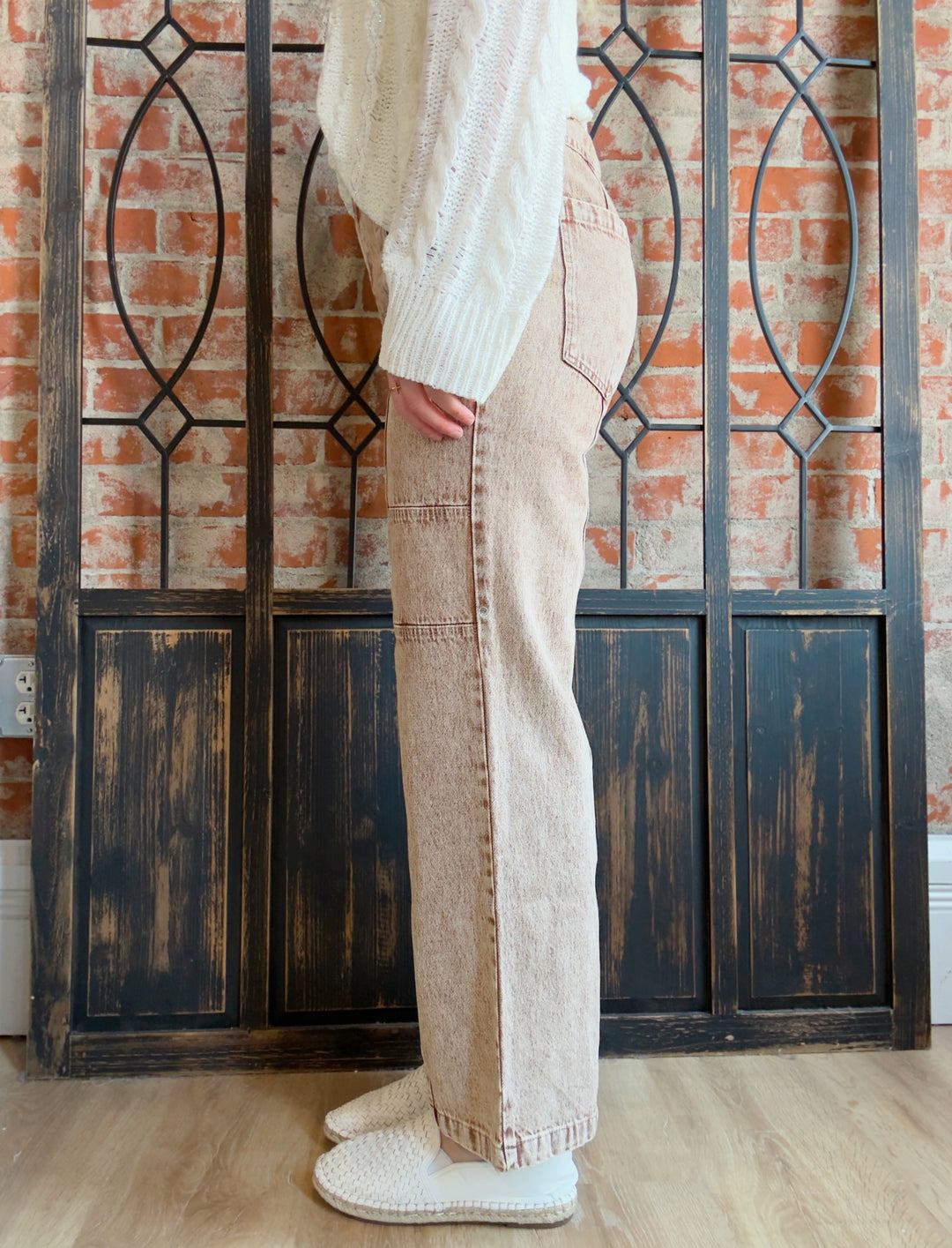 Asking Question Washed Brown Jeans