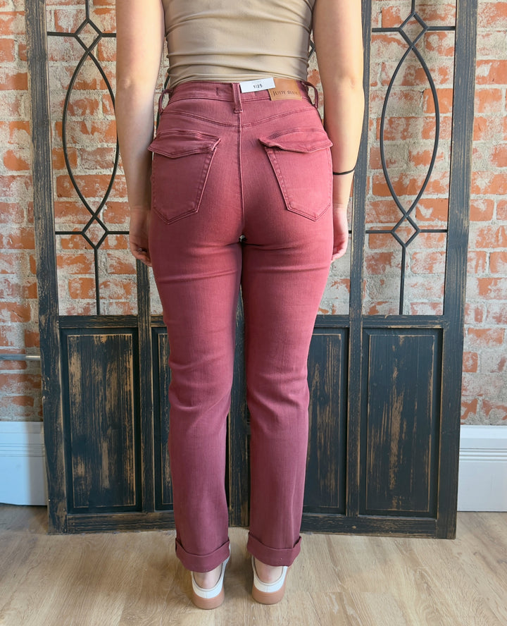 Judy Blue Aurora Clay Straight Leg