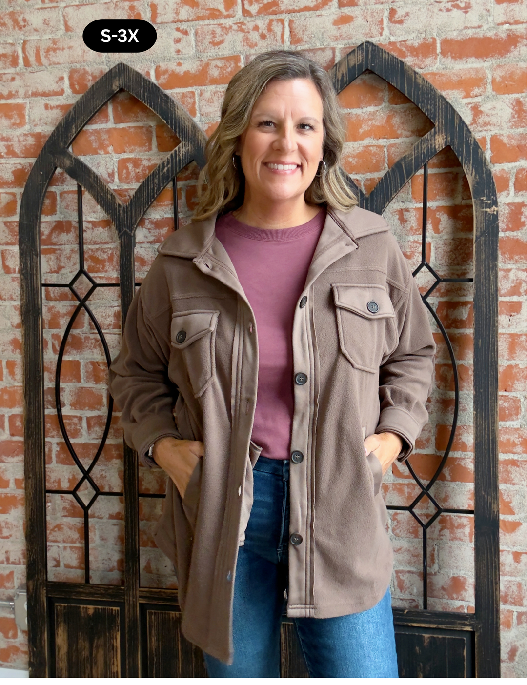 Feelin' Cozy Fleece Shacket-Mocha