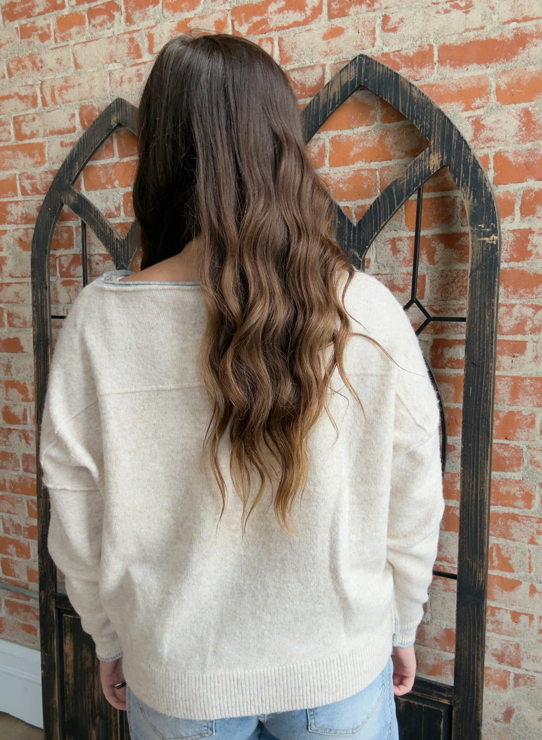 Roll With It Trimmed Sweater- Oatmeal