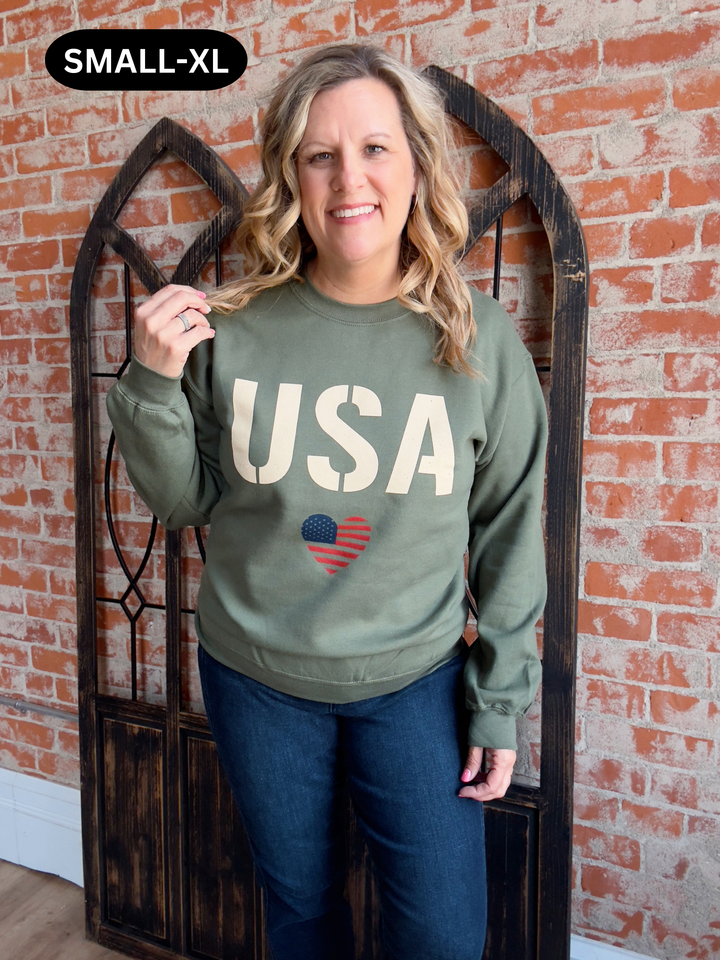 Military Green USA Pullover