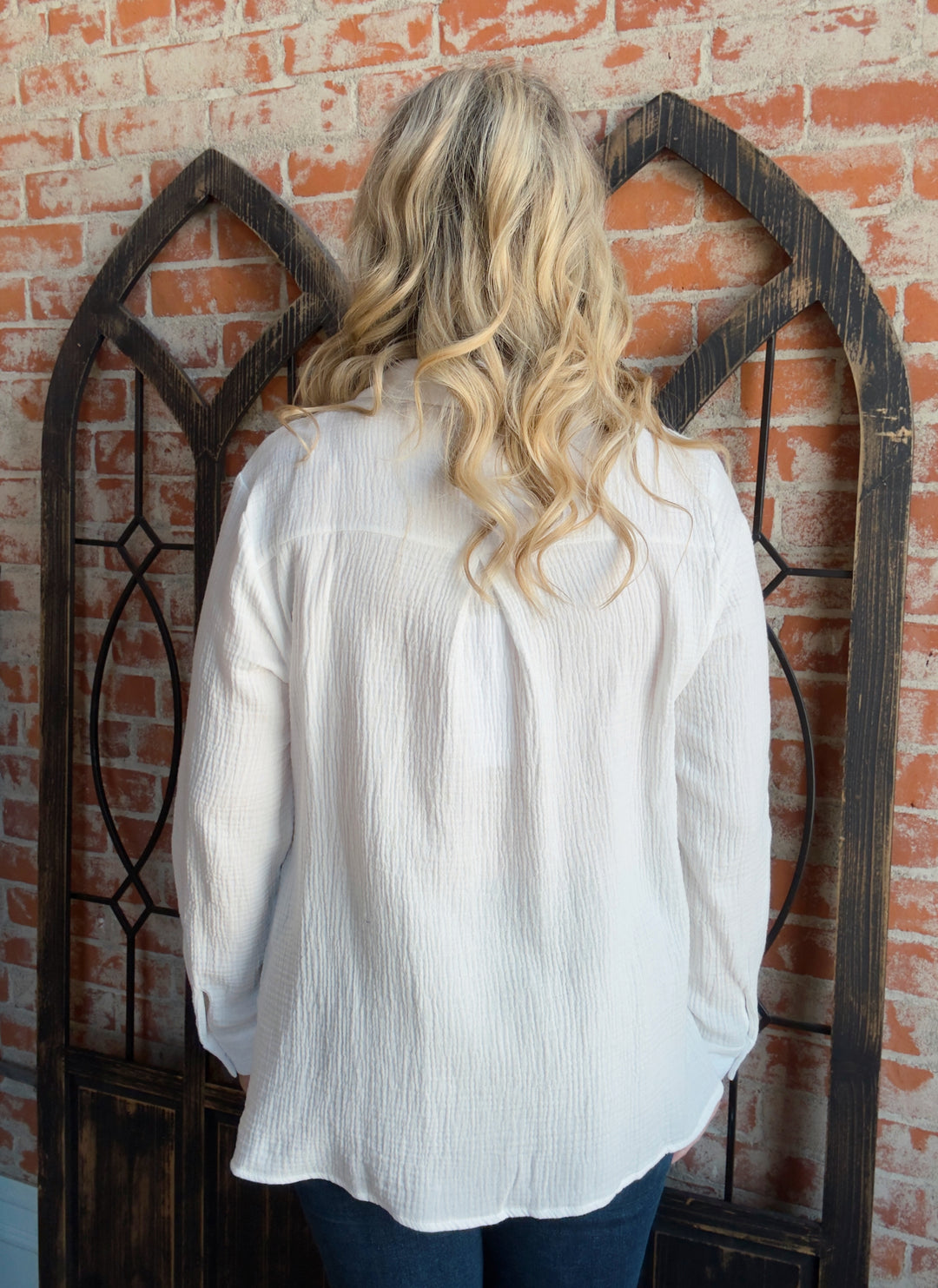 Life's A Breeze Gauze Button Up-Ivory