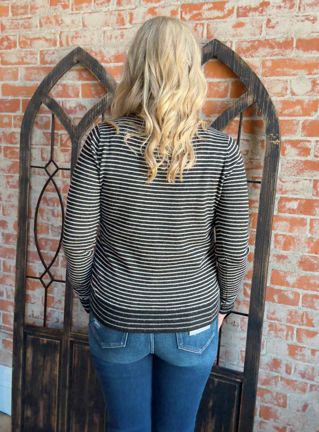 At The Right Time Striped Sweater-Black