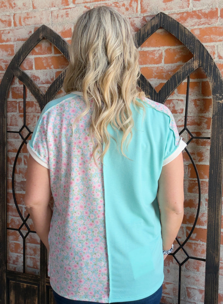 Soft Summer Blooms Color Block Henley
