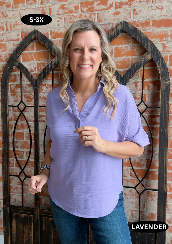 Ready To Make A Move Airflow Blouse-Lavender & White