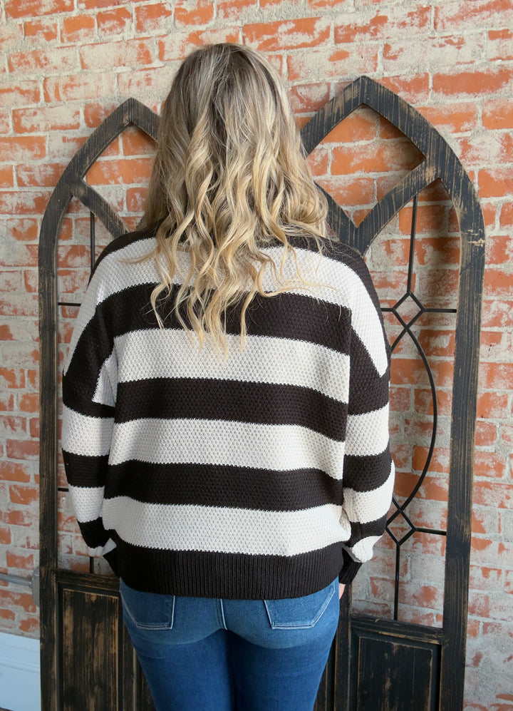 How You React Striped Sweater-Black