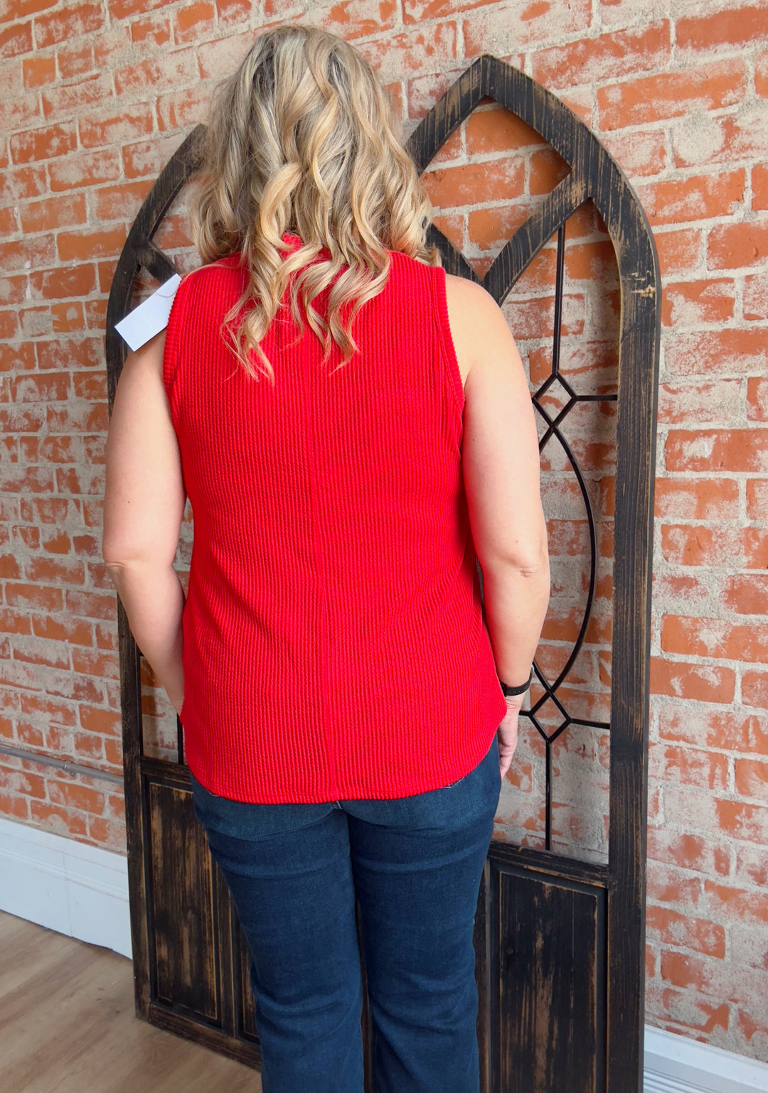 Keep It Up Ribbed Tank-Red