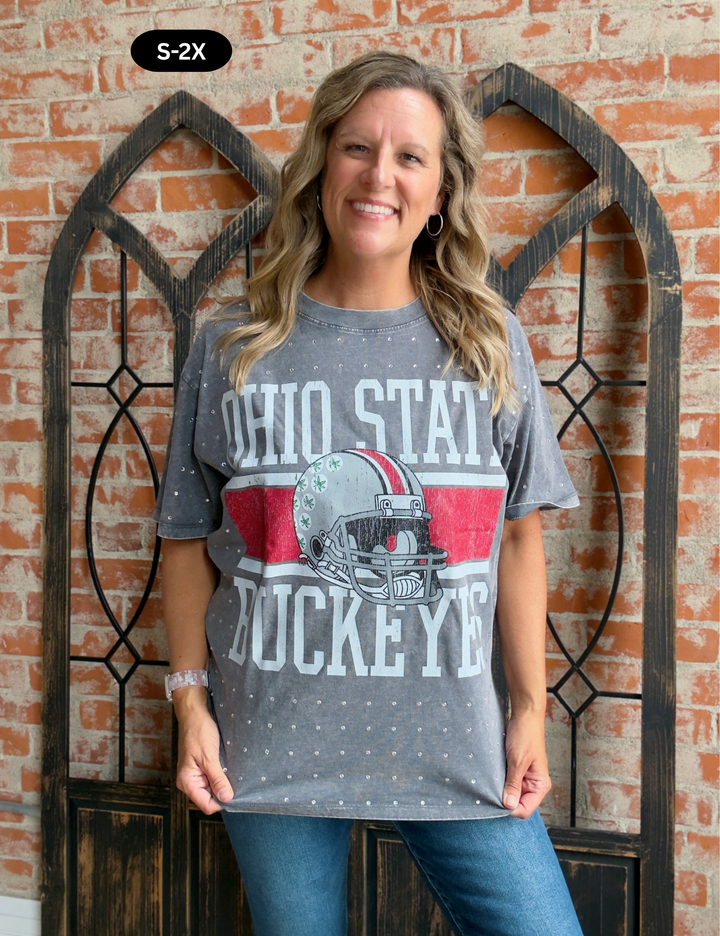 OSU On The Ball Oversized Rhinestone Tee