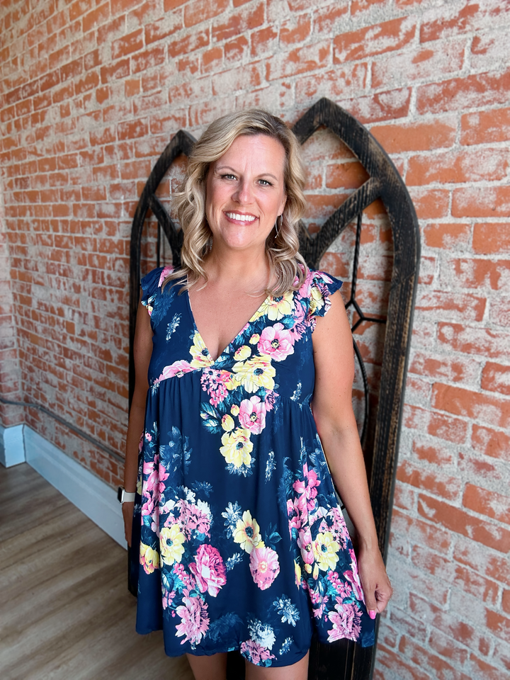 Navy Floral Swing Dress – Signature Look Boutique