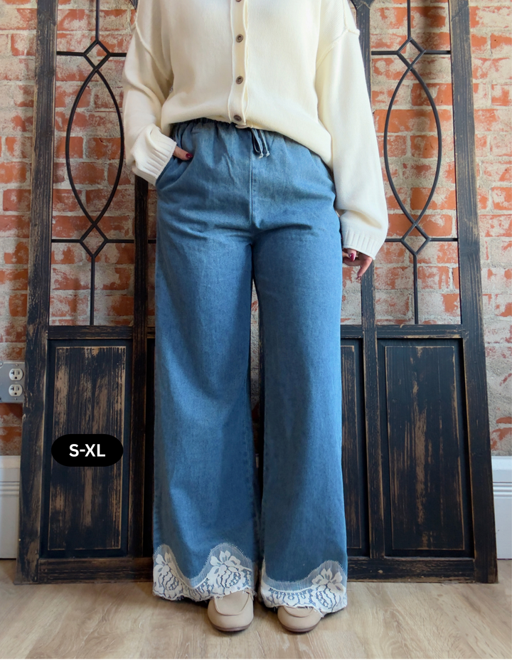 Keeping It Together Lace Hem Pant