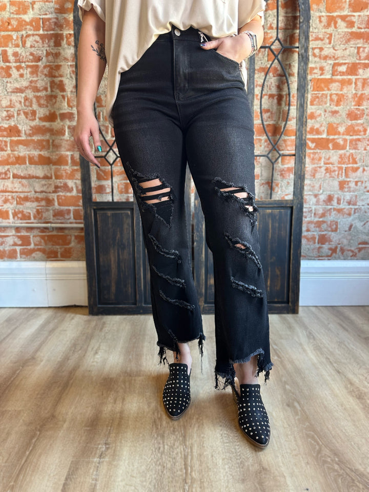 Blakeley Black Urban Distressed Crop Jean