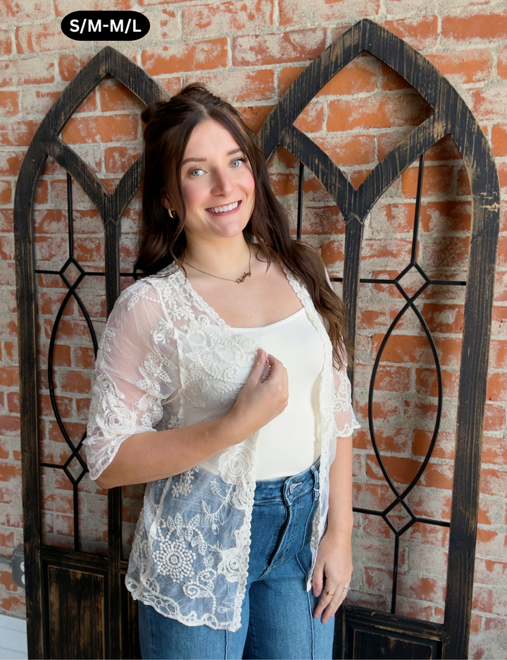 Meet You There Lace Crochet Kimono