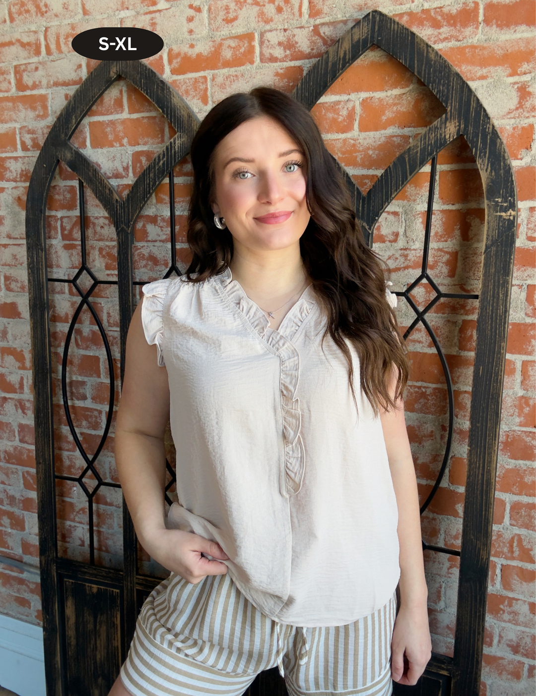 Keeping Things Professional Tank Blouse-Taupe