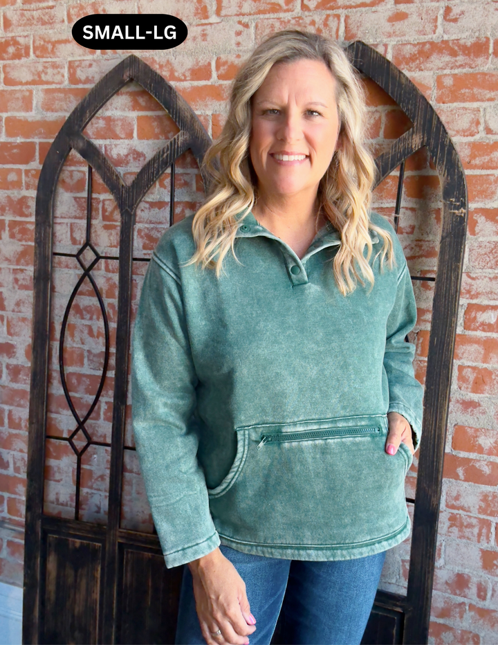 Cozy By The Fire Pullover-Hunter