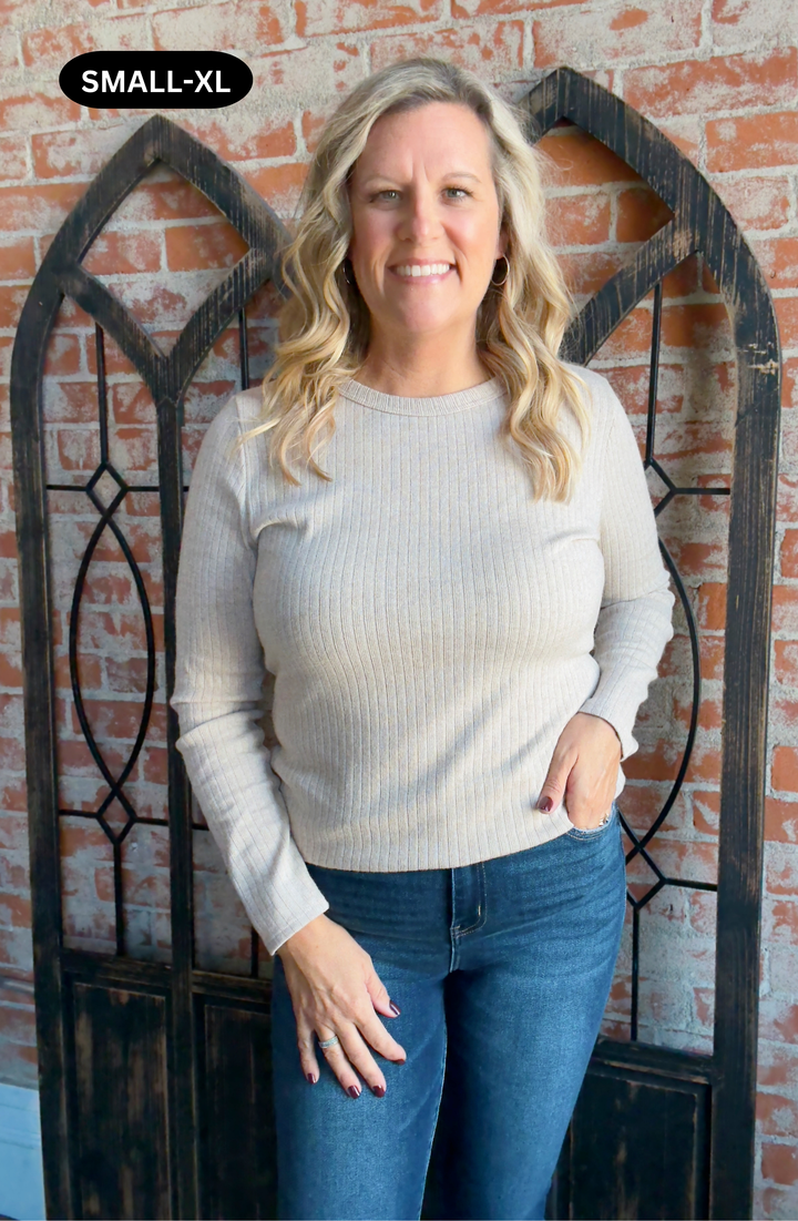 My Weakness Basic Long Sleeve-Taupe